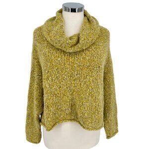 Free People BFF Sweater Cowl Neck Textured Oversized Quince Yellow Green Size XS